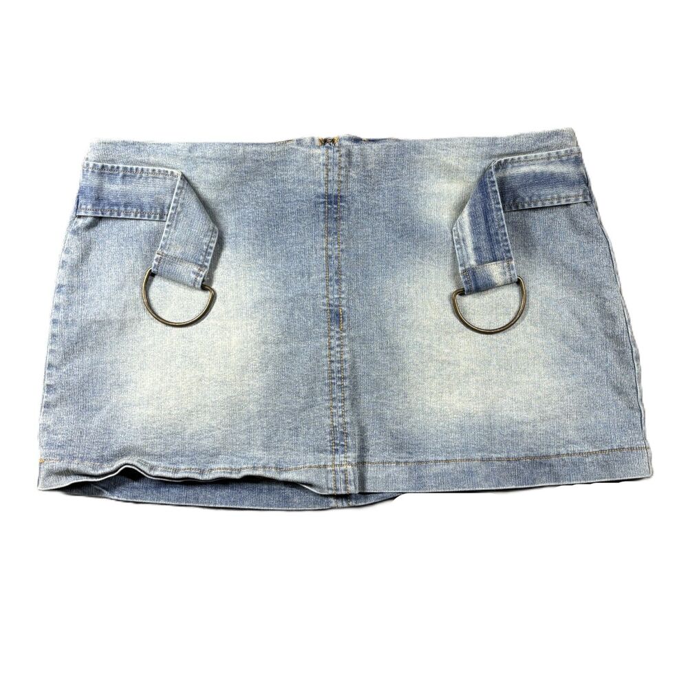 Silence+Noise Urban Outfitters Elyssa Belted Denim Y2K Micro Mini Skirt XL L255